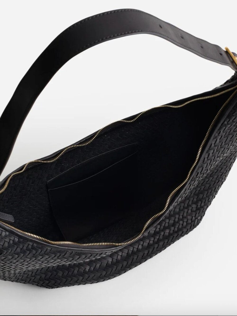Madewell Essential Curve Dark Brown Woven Leather Bag - Picture 7 of 8